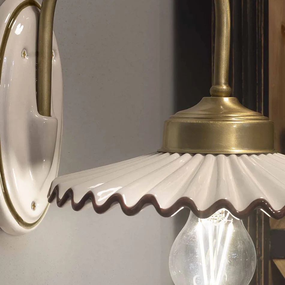 Pleated Glossy Ceramic Applique and Hand Painted Edge - Laquila Viadurini