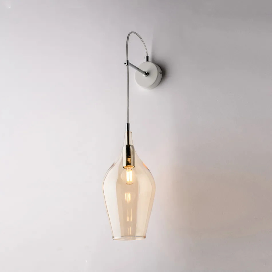 Iron Wall Lamp with Pyrex Glass Made in Italy for Interior Decorating - Sparta Viadurini