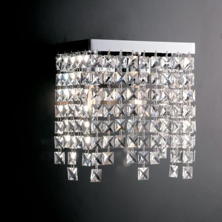 Chrome-Plated Iron Wall Lamp with Rhinestones Made in Italy for Interior Decorating - Africa Viadurini