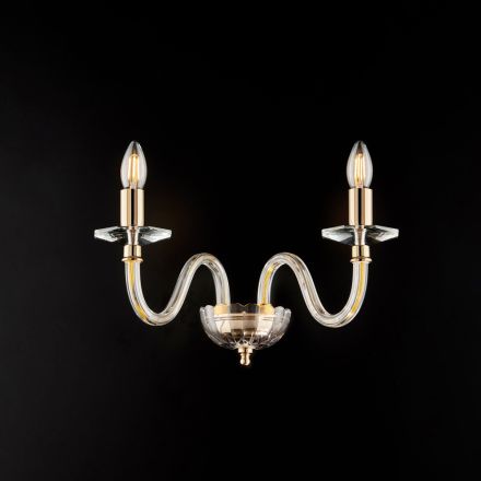 Gilded Iron Wall Lamp with Glass Made in Italy for Interior Decor - Innsbruck Viadurini