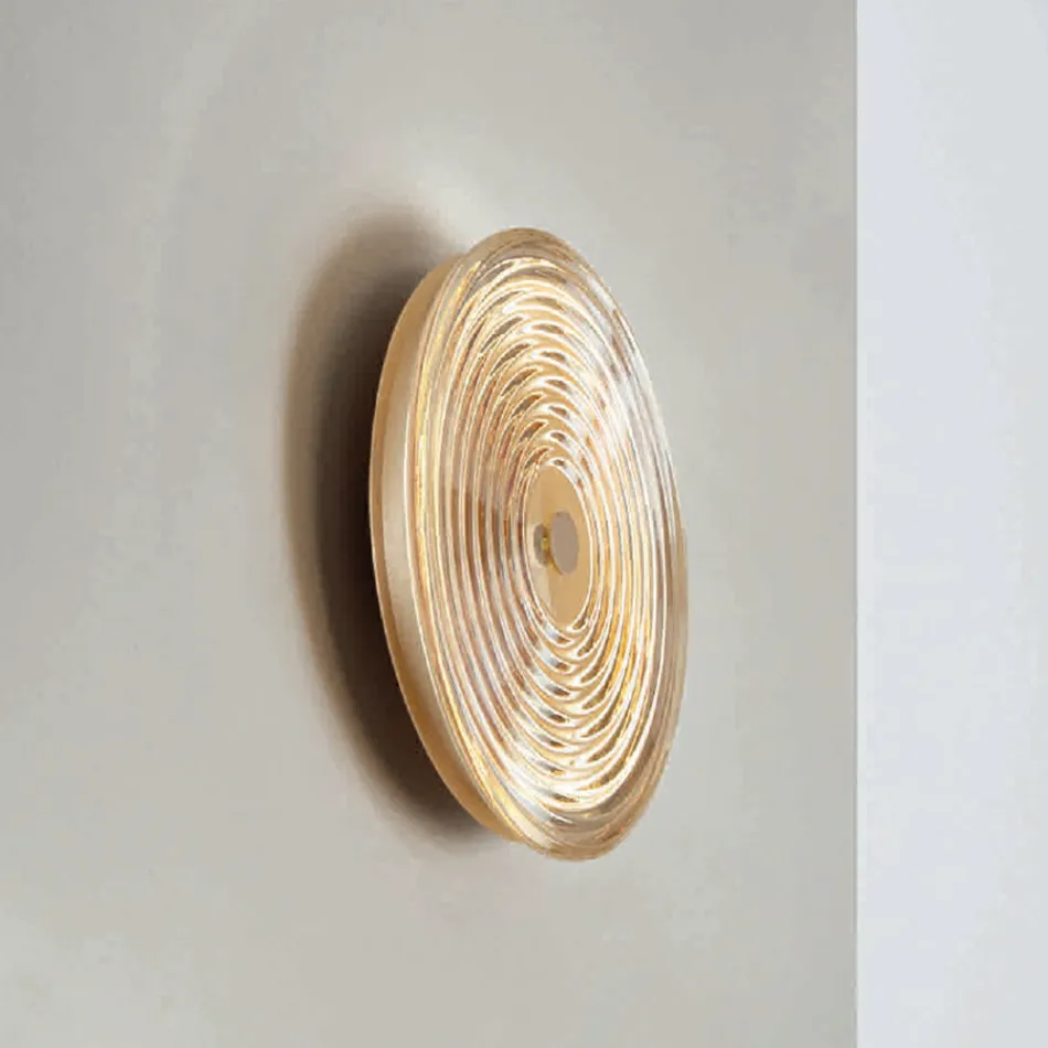 Wall Lamp in Painted Metal and Glass Decorated with Concentric Lines - Hackberry Viadurini