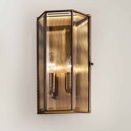 Wall Lamp in Brass and Glass with 2 Lights Handcrafted Design - Bound by Il Fanale Viadurini