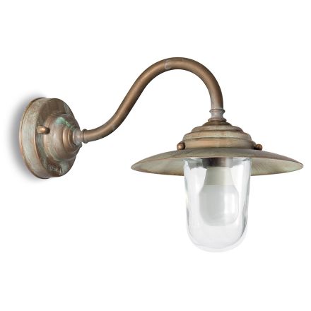 Vintage Brass Outdoor Wall Light, Clear Glass IP44 - Elfico Viadurini