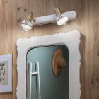 Linear Wall Lamp with 2 Spotlights in Brass and Hand Painted Ceramic - Savona Viadurini