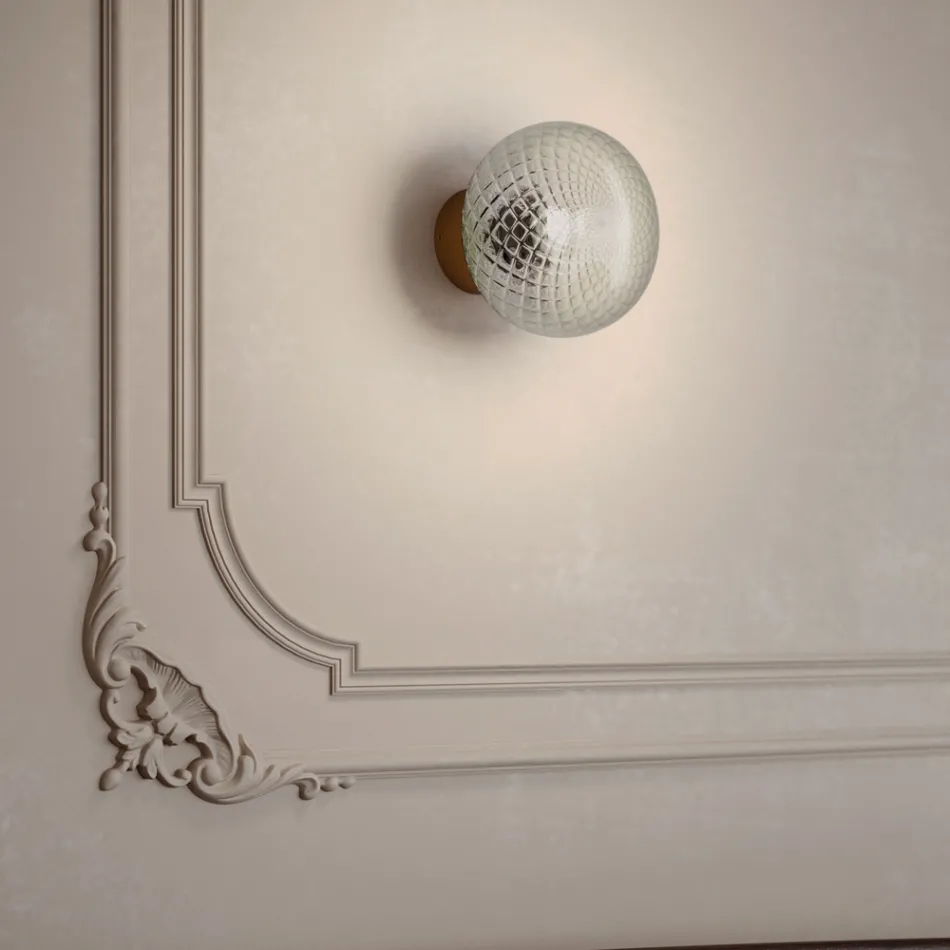 Indoor Wall Light in Gray Glass Made in Italy - Lucciola Viadurini