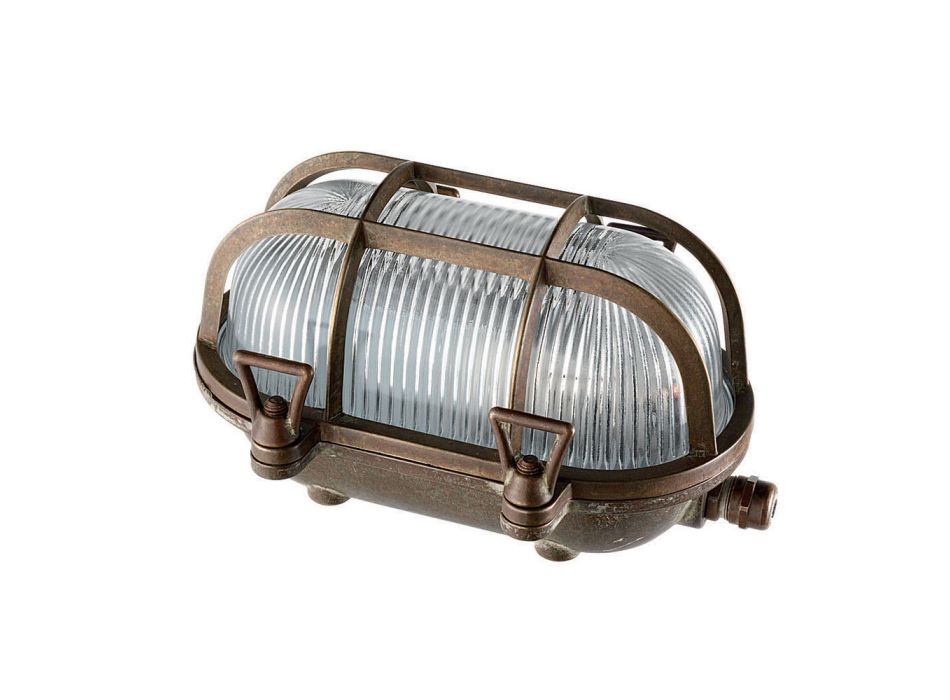 Oval Wall Light with Brass Cage Made in Italy - Boat Viadurini