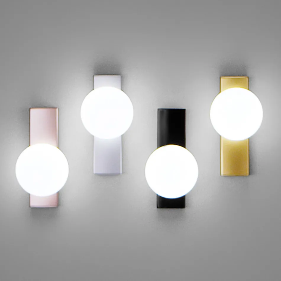 Wall or Ceiling Light in Aluminum and White Blown Glass Light - Alma Viadurini