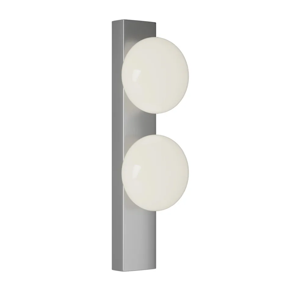 Wall or Ceiling Light in Aluminum and White Blown Glass Light - Alma Viadurini
