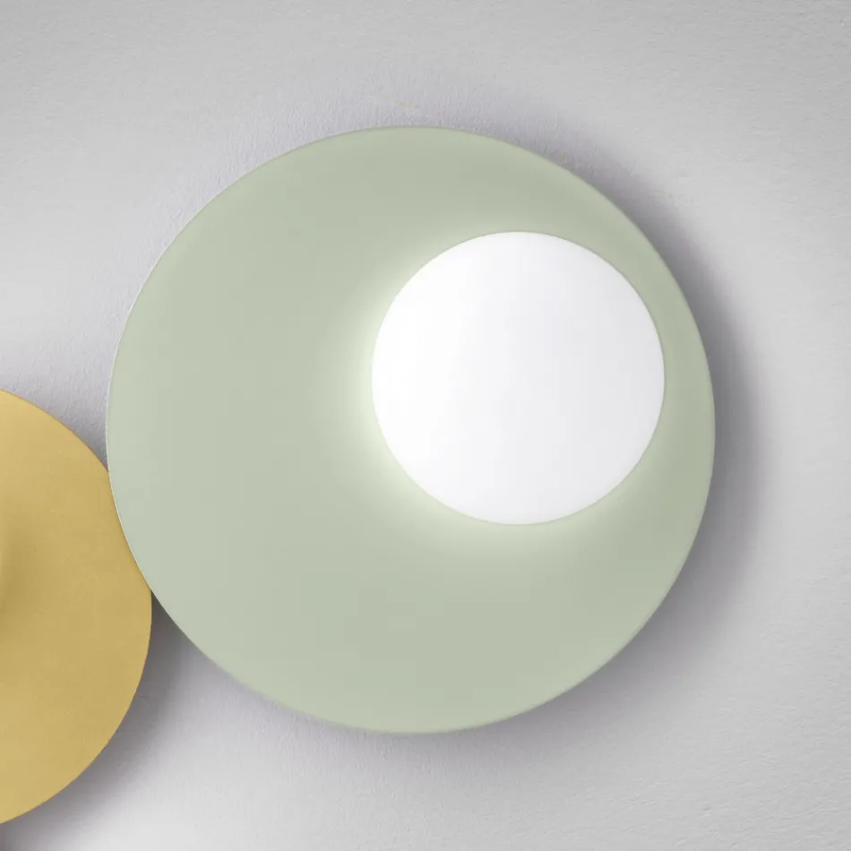 Wall or Ceiling Light in Aluminum, Metal, and White Glass Light - Luma Viadurini
