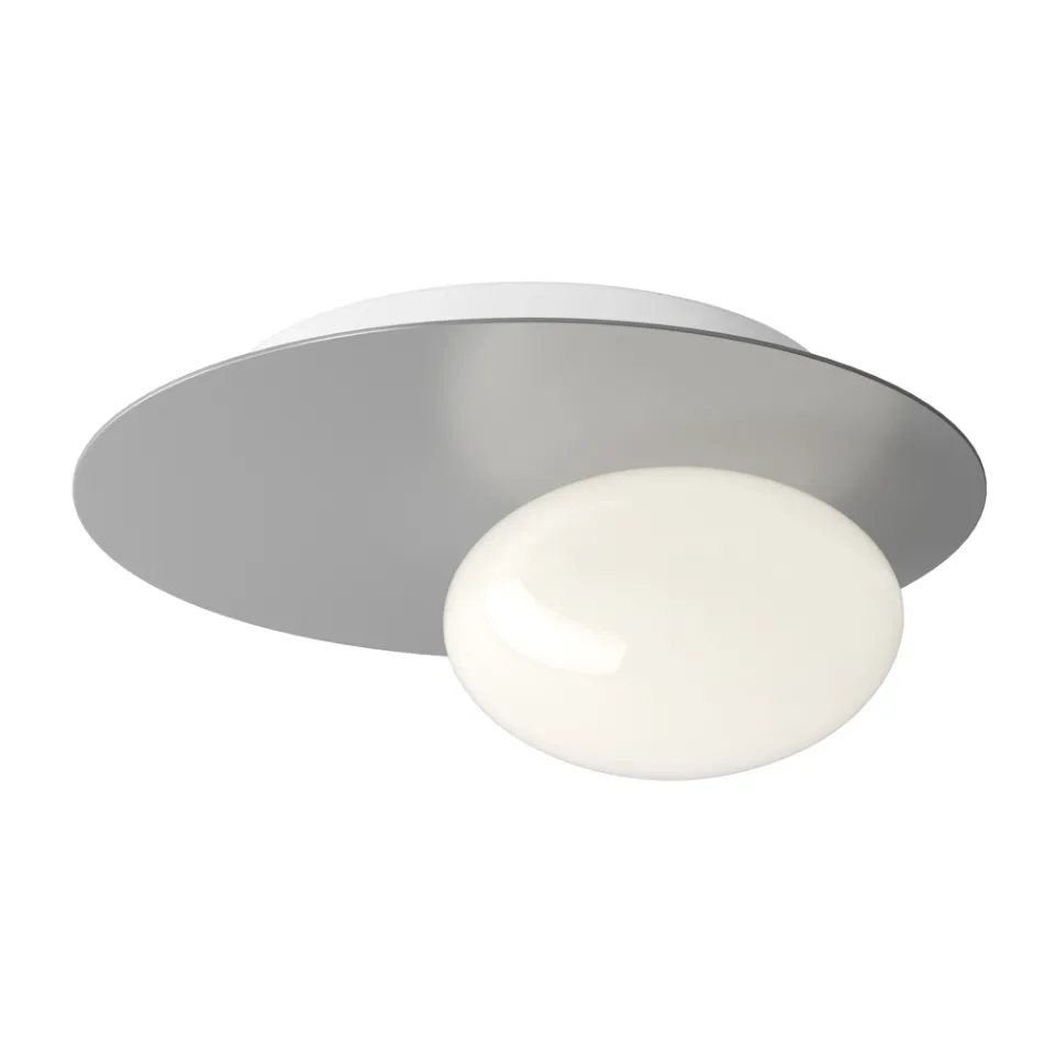 Wall or Ceiling Light in Aluminum, Metal, and White Glass Light - Luma Viadurini