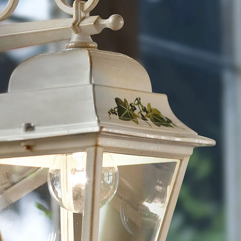 Outdoor Wall Lamp in White Aluminum and Hand Painted Decoration - Gorizia Viadurini