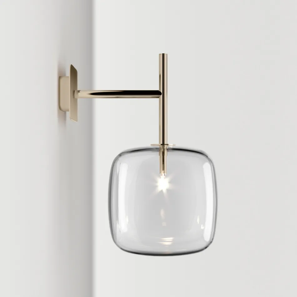 Refined Wall Lamp in Blown Pyrex Glass and Metal Made in Italy - Donatina Viadurini