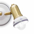 Round Wall Lamp 2 Spotlights in Brass and Hand Painted Ceramic - Savona Viadurini