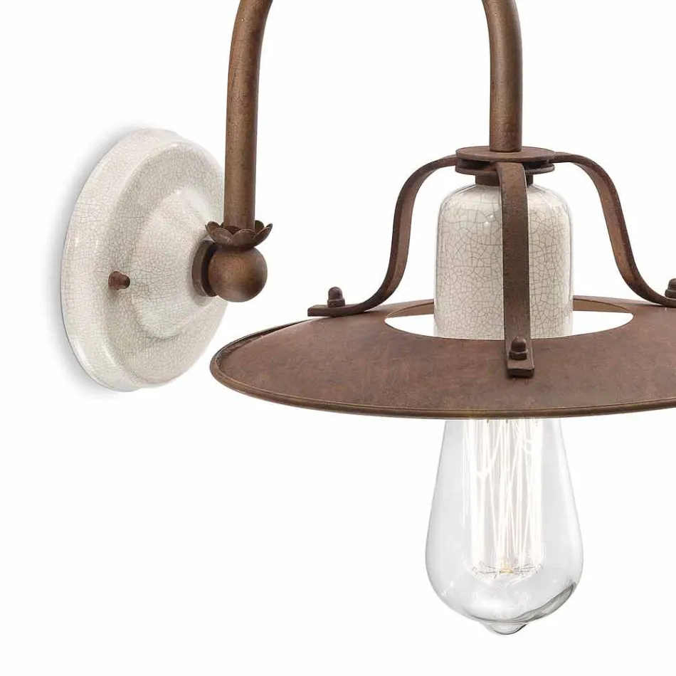 Applique industrial style metal and ceramic Ferroluce Viadurini