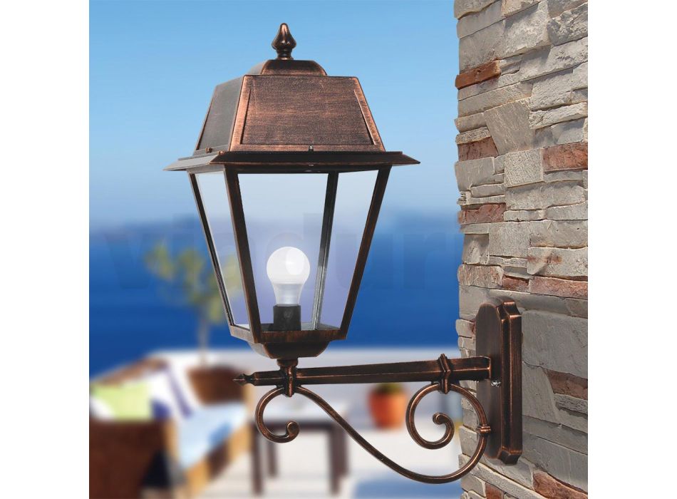 Vintage Outdoor Wall Lamp in Aluminum and Glass Made in Italy - Doroty Viadurini