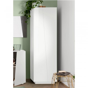 2-Door Wardrobe in Sustainable White or Slate Melamine Wood - Joris