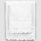 White Cotton Terry Towels with Lace 2 Pieces Italian Luxury - Weddings Viadurini