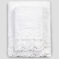 White Cotton Terry Towels with Lace, 2 Pieces of Italian Luxury - Sposi