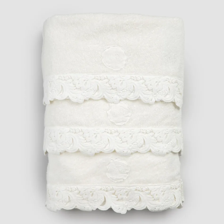 Armonia Cotton and Lace Face Towels, Guest Towels and Bath Towels - Frollo Viadurini