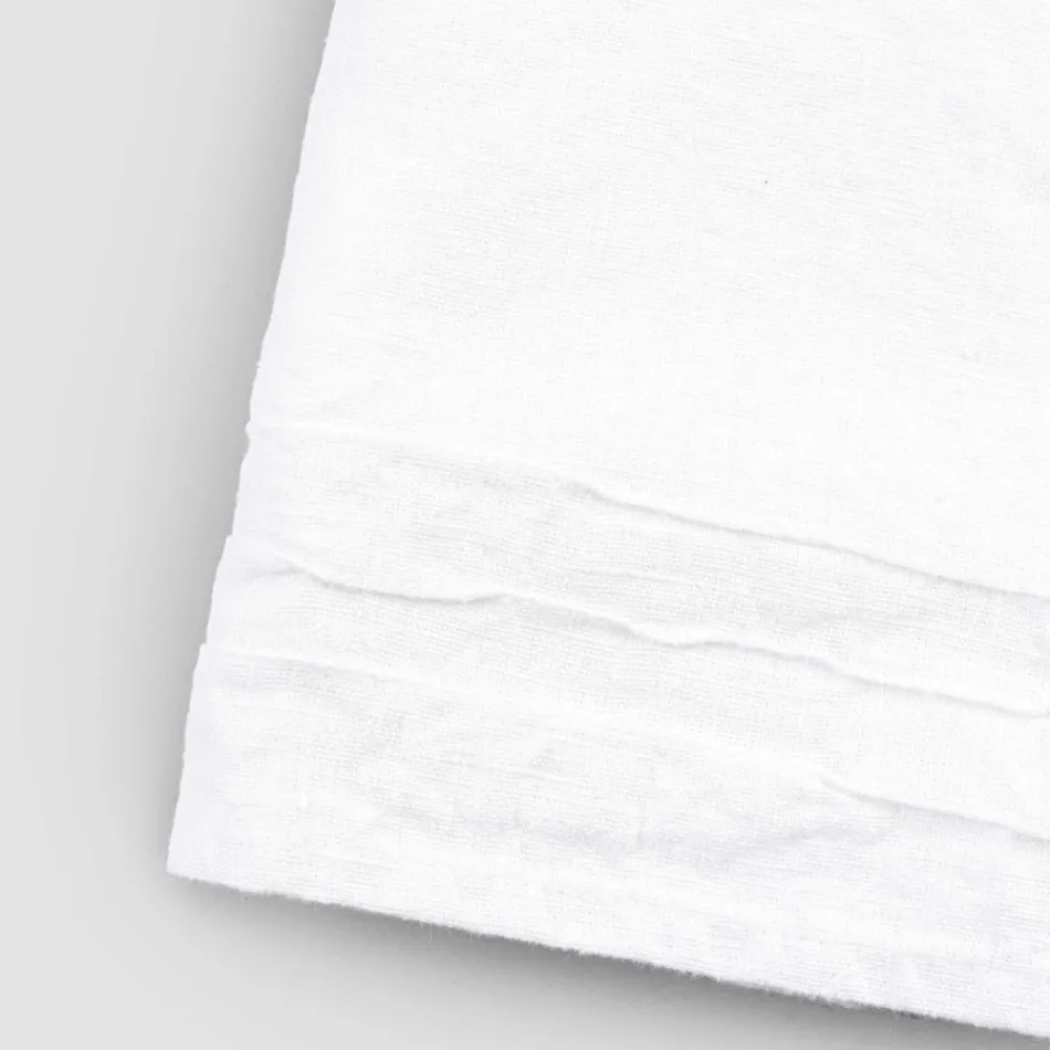 Italian Handcrafted Luxury White Heavy Linen Bath Towel - Jojoba Viadurini
