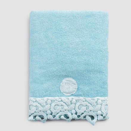 Cotton Terry Face Towel with Poema Lace 2 Pieces 2 Colors - Castle Viadurini