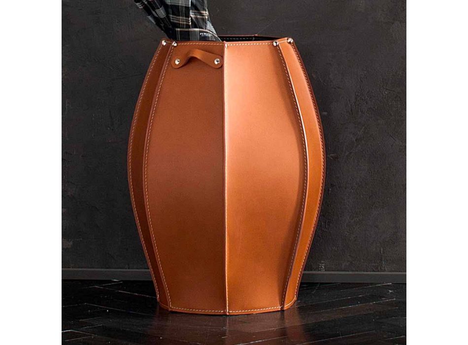 Audrey umbrella stand with modern design in leather, made in Italy