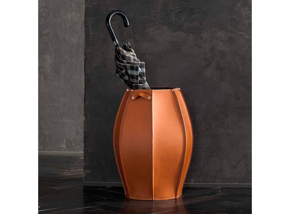 Audrey umbrella stand with modern design in leather, made in Italy