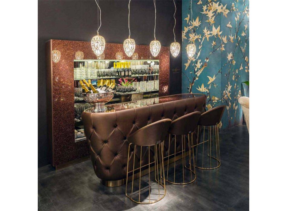 Bar Counter with Glitter Glass Top Made in Italy, Luxury - Calcutta