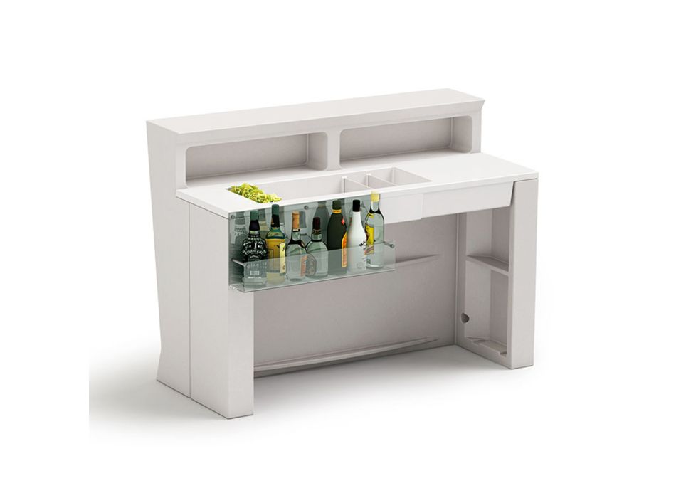 Luminous Bar Counter with Organizer Accessory and Bottle Holder - Report Viadurini