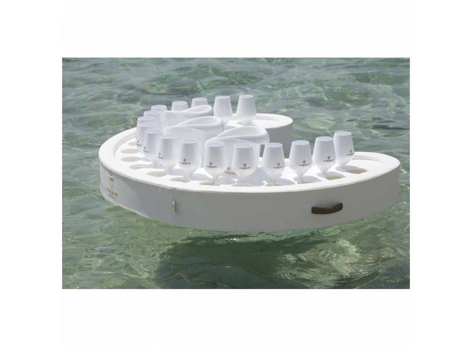 Trona floating bar in white nautical eco-leather and plexiglass Viadurini