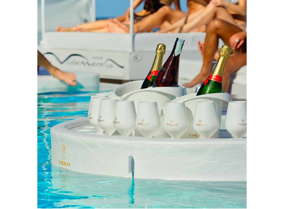 Swim-up bar Trona faux leather white nautical and plexiglass Viadurini