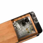 Modern Mobile Bar on Wheels Design with Wooden and Steel Table - Giancalliope Viadurini