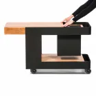 Modern Mobile Bar on Wheels Design with Wooden and Steel Table - Giancalliope Viadurini