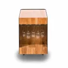 Modern Mobile Bar on Wheels Design with Wooden and Steel Table - Giancalliope Viadurini