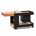 Modern Mobile Bar on Wheels Design with Wooden and Steel Table - Giancalliope