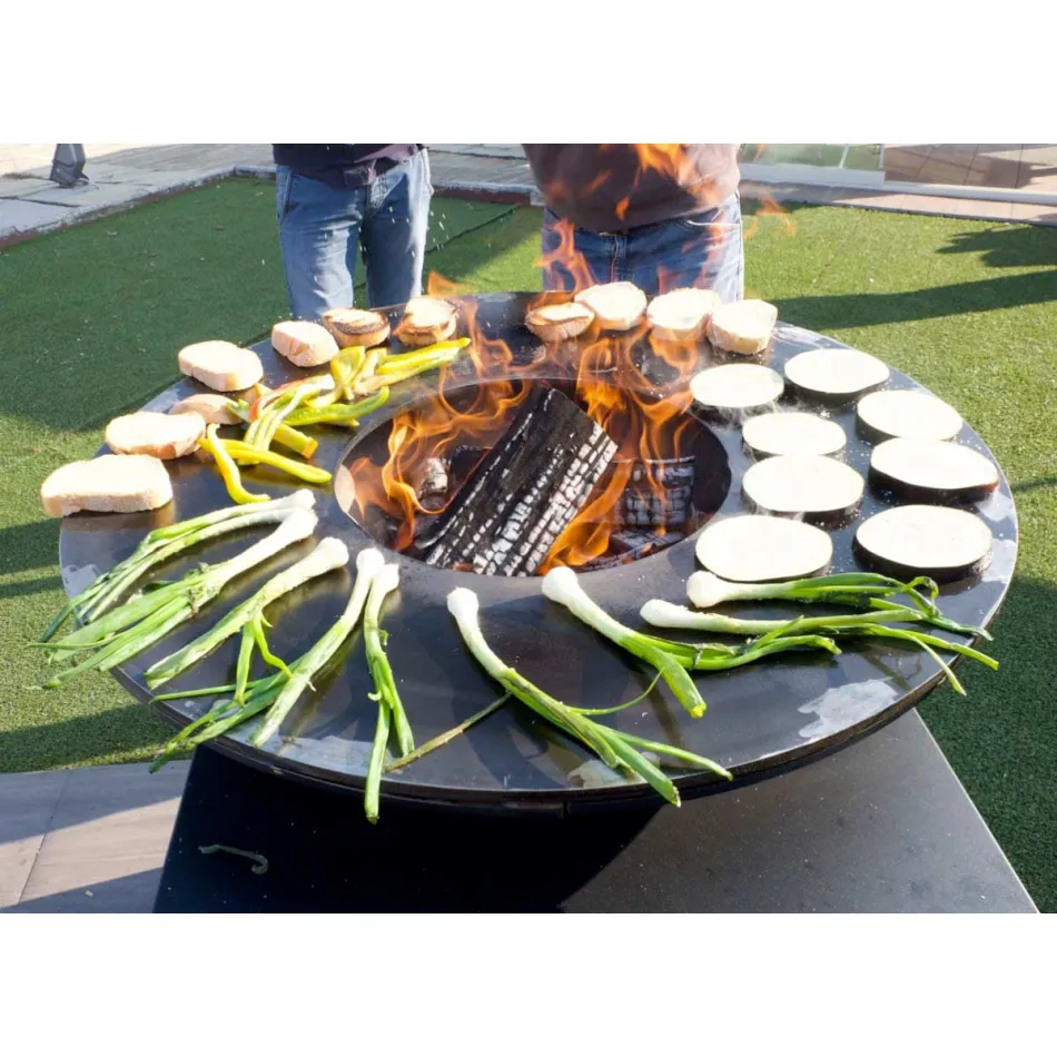Wood-burning Garden Barbecue with Worktop and Plate for Cooking – Giorgione Viadurini