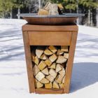 Wood Burning Barbecue With Cooking Plate And Wood Holder Compartment – Ferran Viadurini