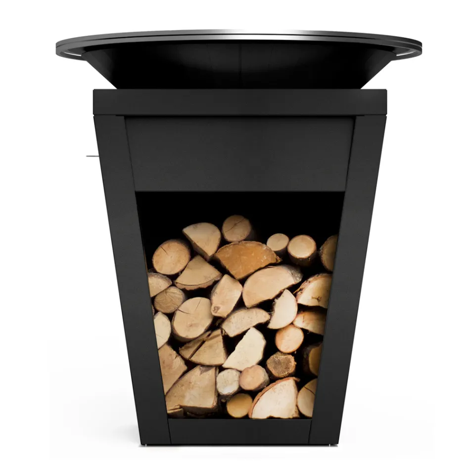 Wood Burning Barbecue With Cooking Plate And Wood Holder Compartment – Ferran Viadurini