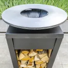 Wood Burning Barbecue With Cooking Plate And Wood Holder Compartment – Ferran Viadurini