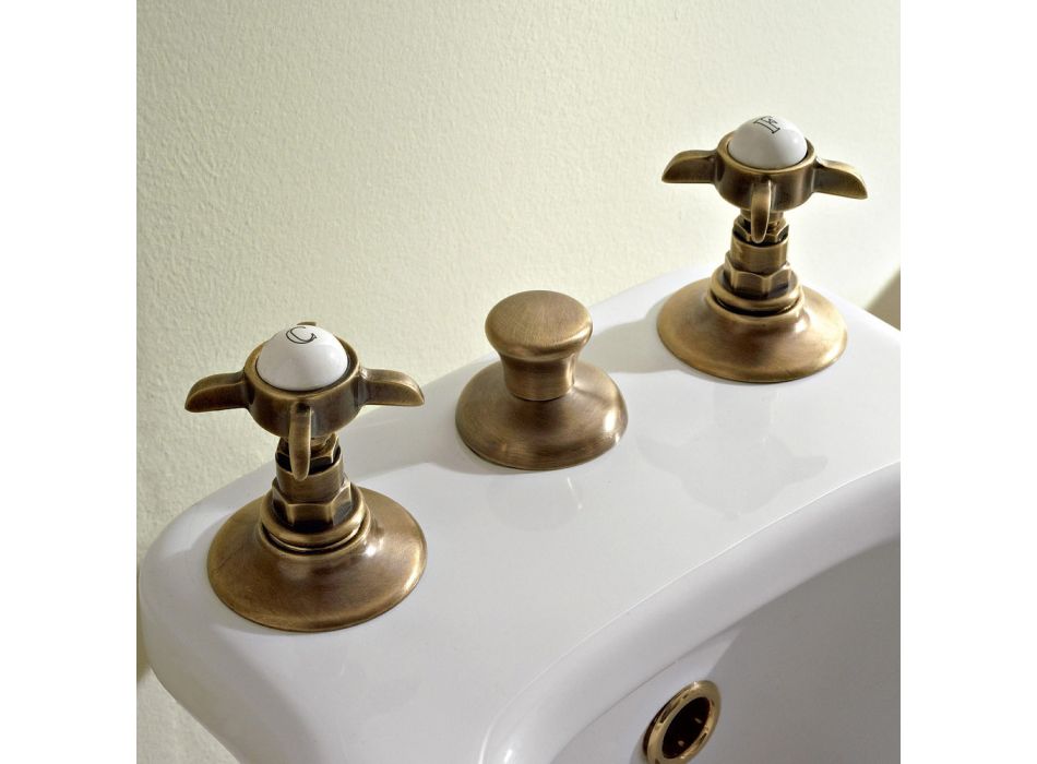 Battery Bidet 3 Holes Internal Delivery Brass and Butterfly Handles - Miriano