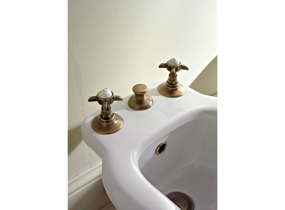 3 Hole Bidet Mixer with Internal Brass Delivery and Butterfly Handles - Miriano Viadurini