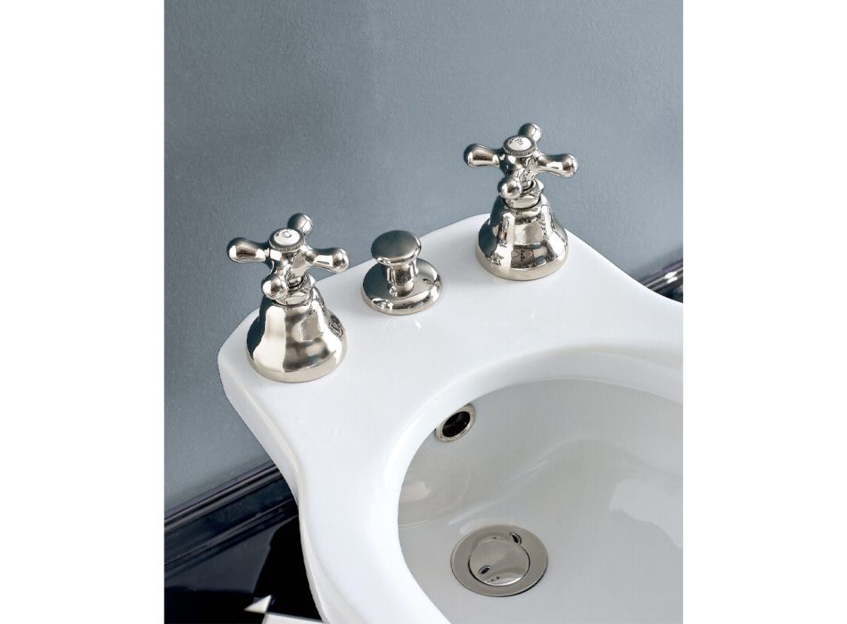 Battery Bidet 3 Holes Drain Internal Delivery Handcrafted Brass - Ercolina