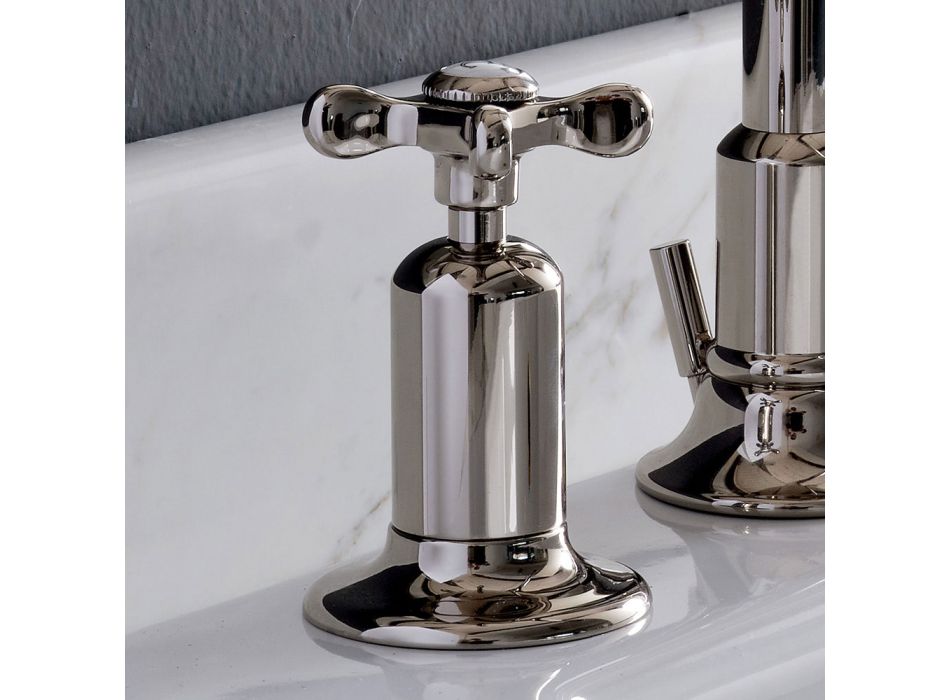 3-hole basin mixer with high spout in nickel finish Made in Italy - Red Viadurini
