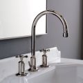3-hole basin mixer with high spout in nickel finish Made in Italy - Red
