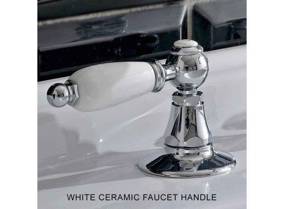 3-hole basin mixer with classic style levers in handcrafted brass - Noriana