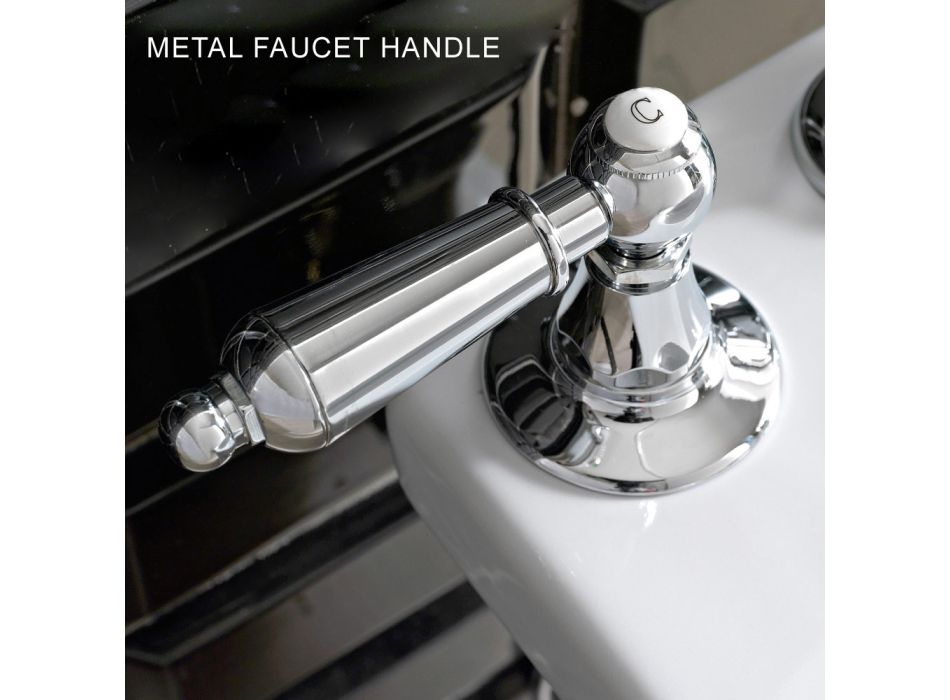 3-hole basin mixer with classic style levers in handcrafted brass - Noriana