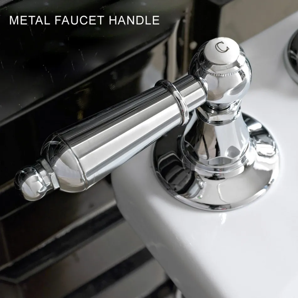 3 Hole Basin Mixer with Classic Style Levers in Handcrafted Brass - Noriana Viadurini