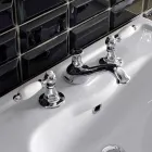 3 Hole Basin Mixer with Classic Style Levers in Handcrafted Brass - Noriana Viadurini