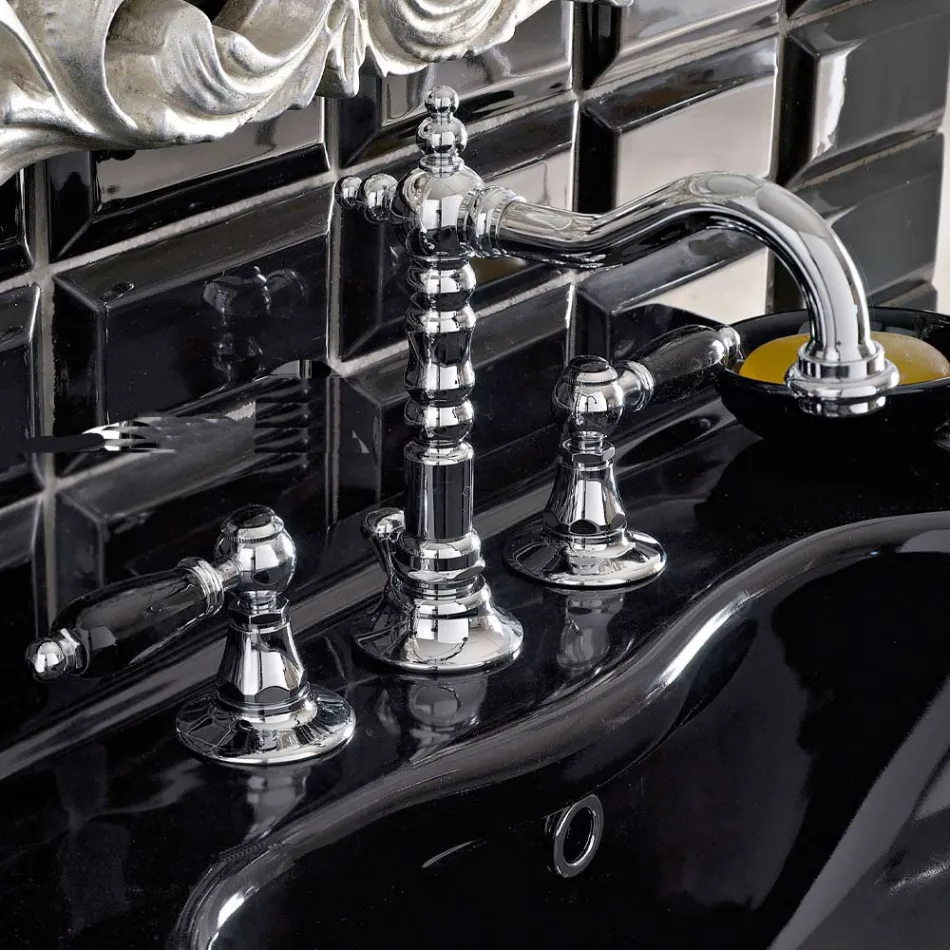 3 Hole Basin Mixer with Brass Drain Classic Handcrafted Style - Noriana Viadurini