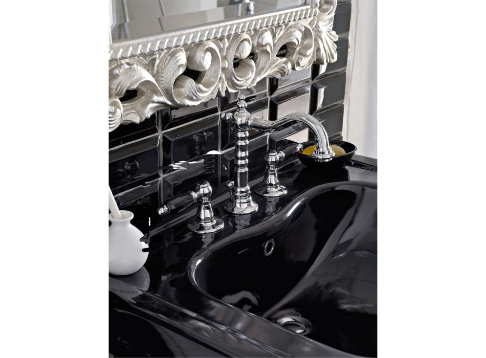 3-hole basin mixer with brass drain in classic artisan style - Noriana